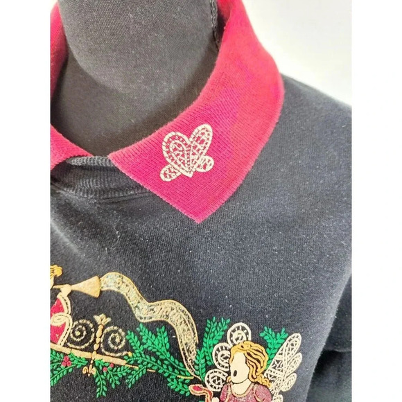 Vtg Ugly Christmas Sweatshirt Sweater Granny Grandma Heralding Angels LG… - Picture 2 of 6